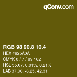 カラーコード: RGB 98 90.8 10.4 | qconv.com
