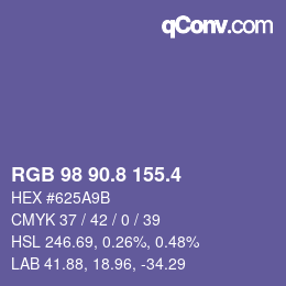 カラーコード: RGB 98 90.8 155.4 | qconv.com