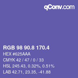 カラーコード: RGB 98 90.8 170.4 | qconv.com