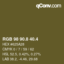 カラーコード: RGB 98 90.8 40.4 | qconv.com