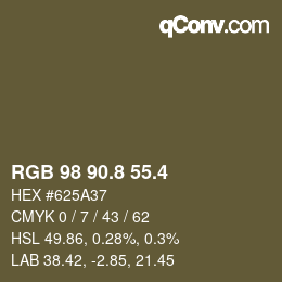 カラーコード: RGB 98 90.8 55.4 | qconv.com
