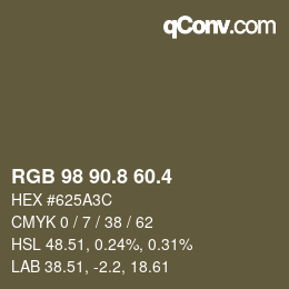 カラーコード: RGB 98 90.8 60.4 | qconv.com