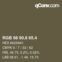 カラーコード: RGB 98 90.8 65.4 | qconv.com