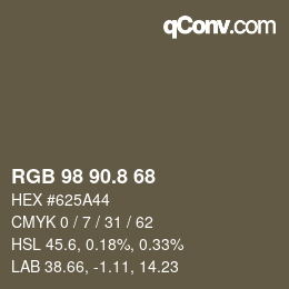 カラーコード: RGB 98 90.8 68 | qconv.com