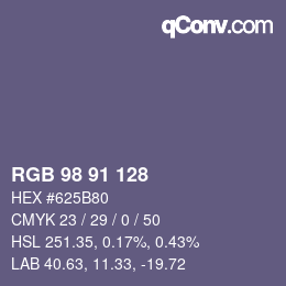 Farbcode: RGB 98 91 128 | qconv.com