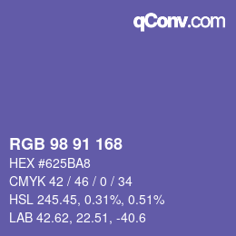 Color code: RGB 98 91 168 | qconv.com