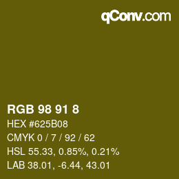Color code: RGB 98 91 8 | qconv.com