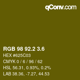 カラーコード: RGB 98 92.2 3.6 | qconv.com