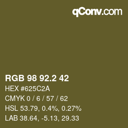 カラーコード: RGB 98 92.2 42 | qconv.com