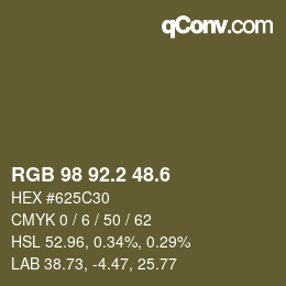 カラーコード: RGB 98 92.2 48.6 | qconv.com