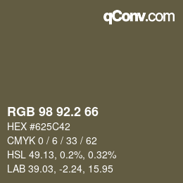 カラーコード: RGB 98 92.2 66 | qconv.com