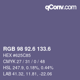 カラーコード: RGB 98 92.6 133.6 | qconv.com