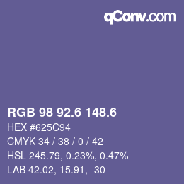 カラーコード: RGB 98 92.6 148.6 | qconv.com