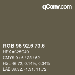 カラーコード: RGB 98 92.6 73.6 | qconv.com