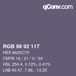 カラーコード: RGB 98 92 117 | qconv.com