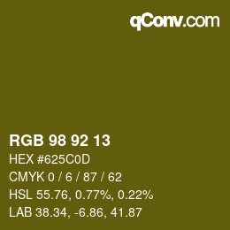 カラーコード: RGB 98 92 13 | qconv.com