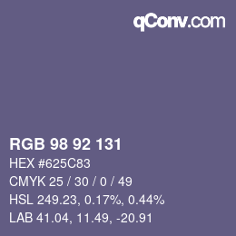 カラーコード: RGB 98 92 131 | qconv.com