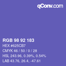 カラーコード: RGB 98 92 183 | qconv.com