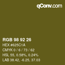 カラーコード: RGB 98 92 26 | qconv.com