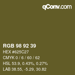 カラーコード: RGB 98 92 39 | qconv.com