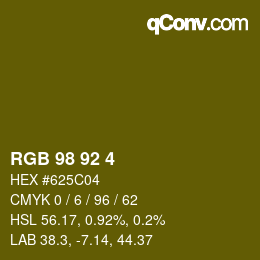 颜色代码: RGB 98 92 4 | qconv.com