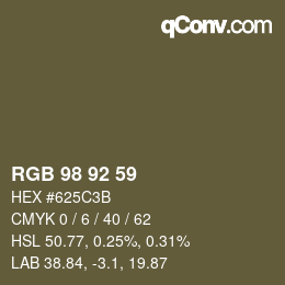 カラーコード: RGB 98 92 59 | qconv.com