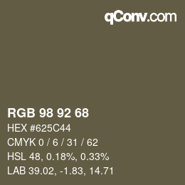 カラーコード: RGB 98 92 68 | qconv.com