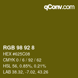Color code: RGB 98 92 8 | qconv.com