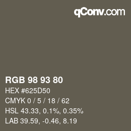 カラーコード: RGB 98 93 80 | qconv.com