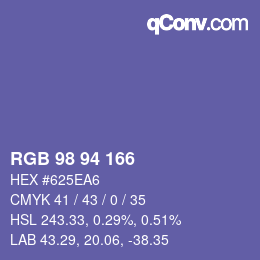 Color code: RGB 98 94 166 | qconv.com