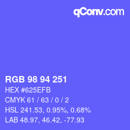 Color code: RGB 98 94 251 | qconv.com