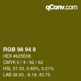 カラーコード: RGB 98 94 8 | qconv.com