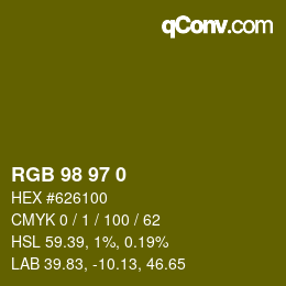 Color code: RGB 98 97 0 | qconv.com