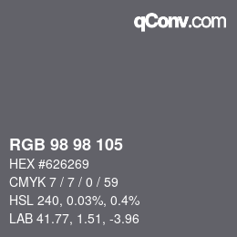 Color code: RGB 98 98 105 | qconv.com