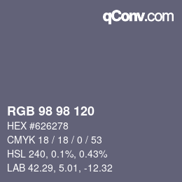 カラーコード: RGB 98 98 120 | qconv.com