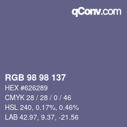 Color code: RGB 98 98 137 | qconv.com