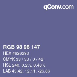颜色代码: RGB 98 98 147 | qconv.com