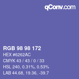 颜色代码: RGB 98 98 172 | qconv.com