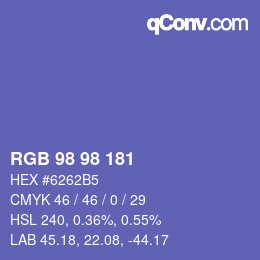 Color code: RGB 98 98 181 | qconv.com