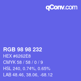 Color code: RGB 98 98 232 | qconv.com