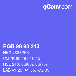 Color code: RGB 98 98 243 | qconv.com