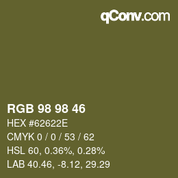 Color code: RGB 98 98 46 | qconv.com