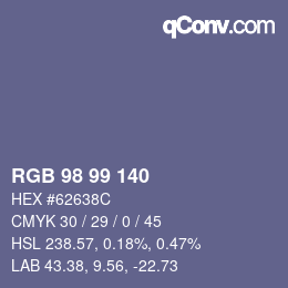 カラーコード: RGB 98 99 140 | qconv.com