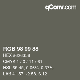 Color code: RGB 98 99 88 | qconv.com