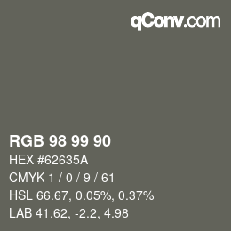 カラーコード: RGB 98 99 90 | qconv.com