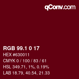 カラーコード: RGB 99.1 0 17 | qconv.com