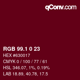 カラーコード: RGB 99.1 0 23 | qconv.com