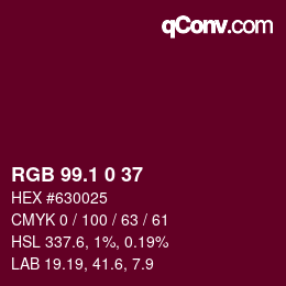 カラーコード: RGB 99.1 0 37 | qconv.com