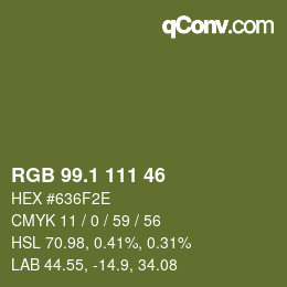 カラーコード: RGB 99.1 111 46 | qconv.com