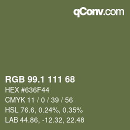 Color code: RGB 99.1 111 68 | qconv.com